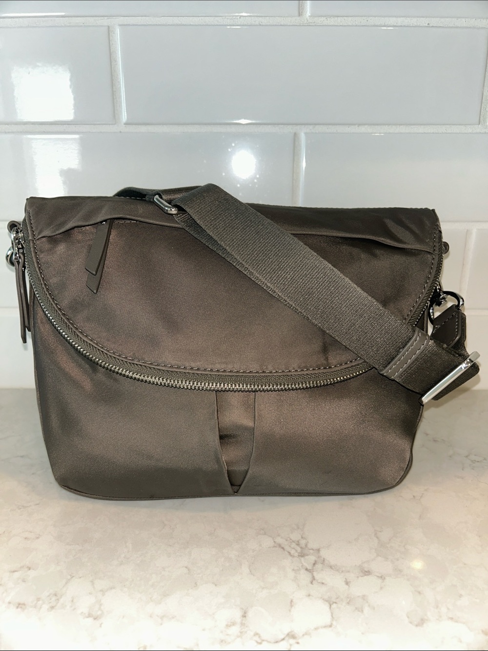 Quince Revive Nylon Foldover bag Ash Grey *Altered*
